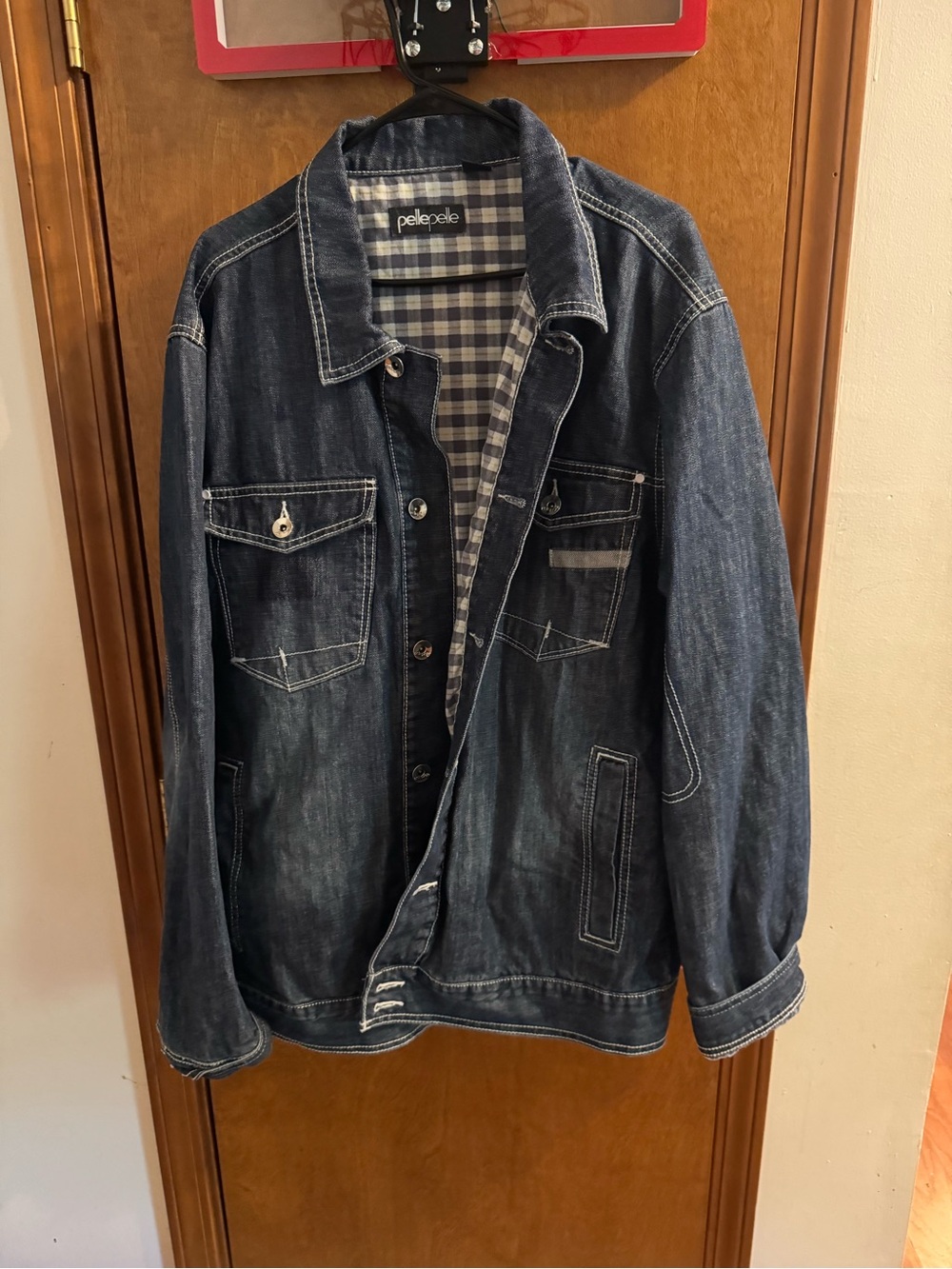 Vintage Pelle Pelle Men's Dark Denim Jacket - Blue